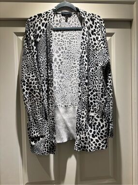 Sanctuary Black & White Leopard Print Open Cardigan